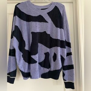Nic & Zoe Like New Animal Print Sweater Lilac Navy Sz L